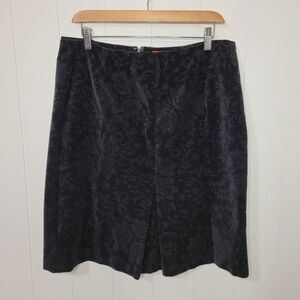 Vintage Oscar de la Renta Black Velvet Floral Skirt Size 12